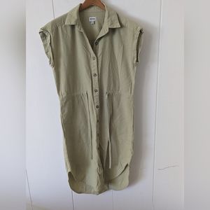 Rhythm Dress long shirt olive green pockets travel wear